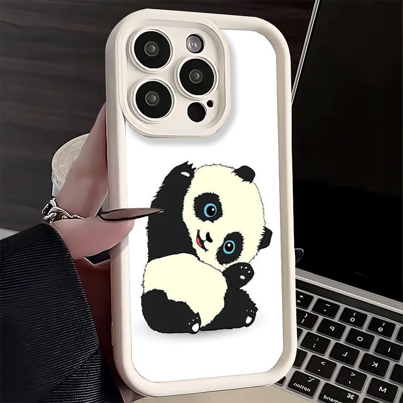 Phone Case for iPhone 17 Air 16E 15 16 Pro Max Cute Cartoon Panda Cover 14 Plus 13 12 Mini Soft Shell Silicone Fundas