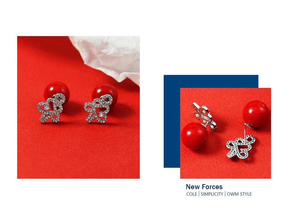 Festliche rote Perlen Weihnachtsbaum Ohrringe - Süßer Damen Winterschmuck