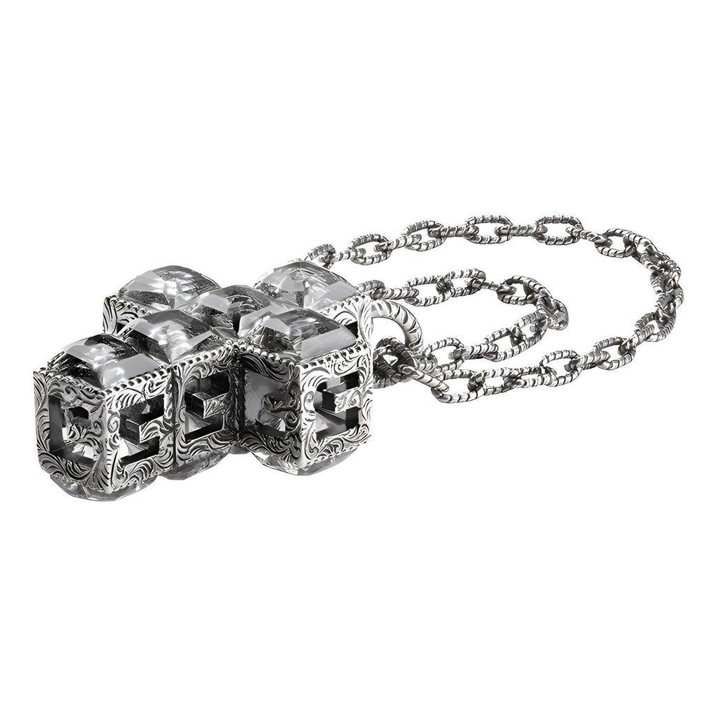 Gucci Cross Pendant Necklace Silver Antique Finish Women necklace YBB550207001