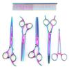 7.0-Inch Purple Plating Pet Grooming Scissors Set: Straight, Fine-Tooth, Serrated, and Fishbone Shears