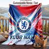 Flannel Blanket Chelsea FC Print Custom Name Text Soft Throw for Sofa Bed