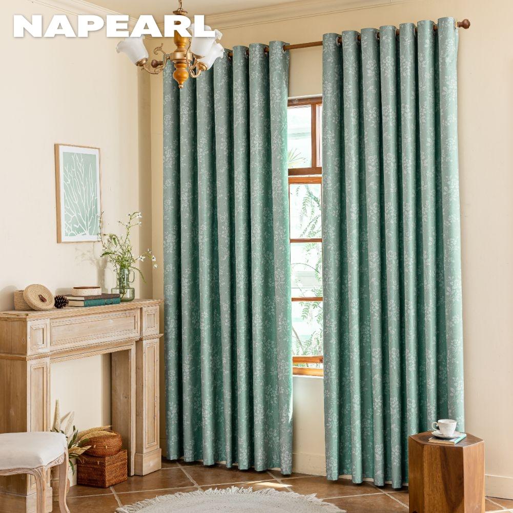 1 Stück NAPEARL 100% Verdunkelungsvorhänge Französisch Vintage Blumendruck Ringtyp Vorhänge für Schlafzimmer Wohnzimmer Balkonfenster zur Heimdekoration