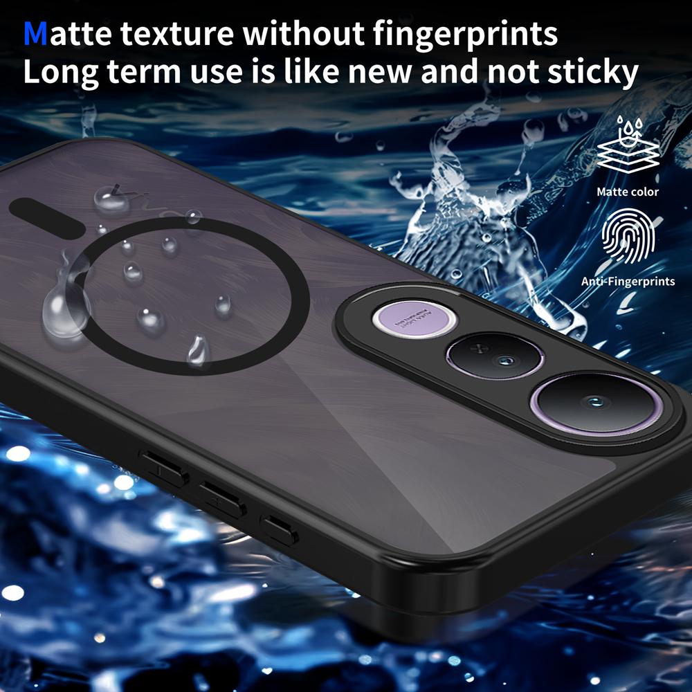KEYSION Magnetic Phone Case for VIVO V50 Lite Silicone+PC Matte Translucent Clear Shockproof Back Cover for VIVO V50 Lite 5G