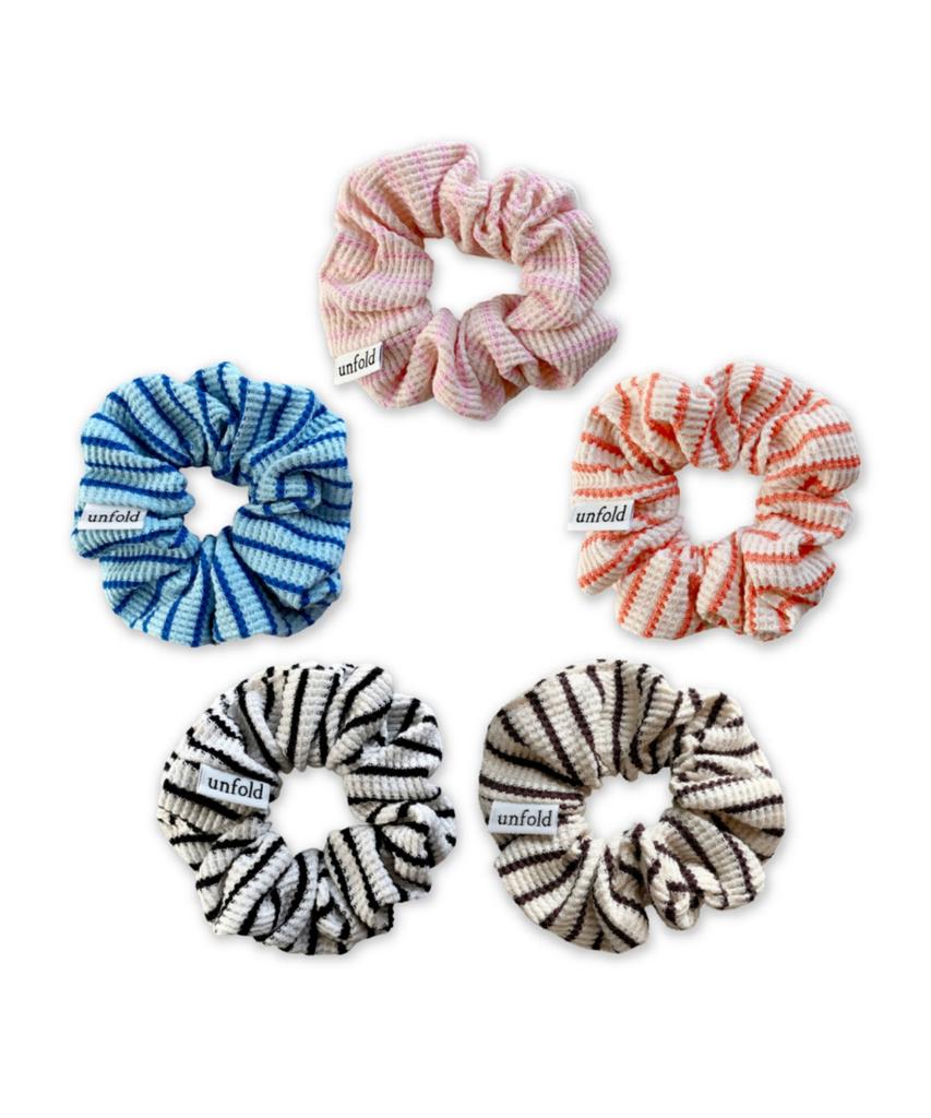 Unfold Waffle Stripe Scrunchies (5 Types)