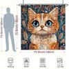 Charming Orange Cat with Blue Eyes Shower Curtain - Water-Resistant, Easy to Clean, Adds a Cute and Adorable Touch to Your