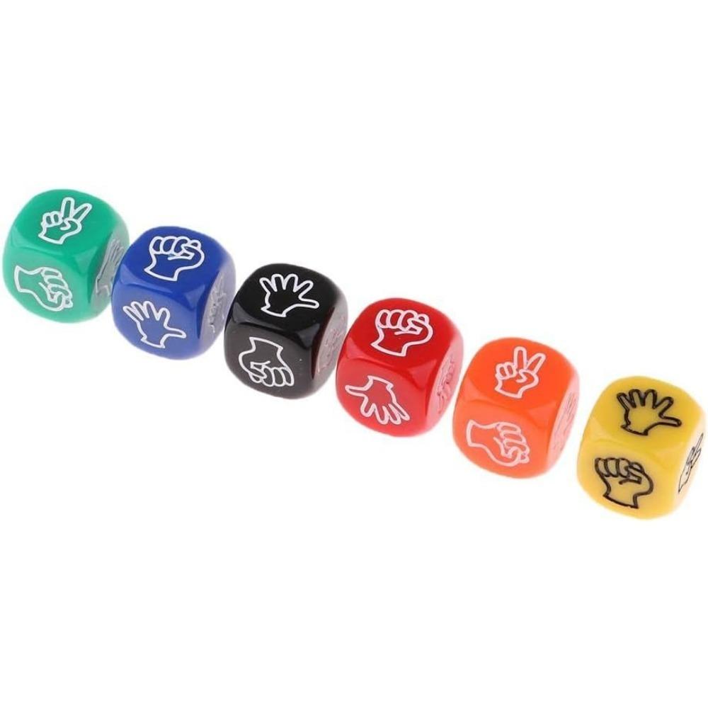 Rock Paper Scissors Dice, 6 Sided 6 Colors 20mm Scissors Game Dice, Dice Game, Finger Guessing Game Dice for Adults Kids Family Party (6PCS)