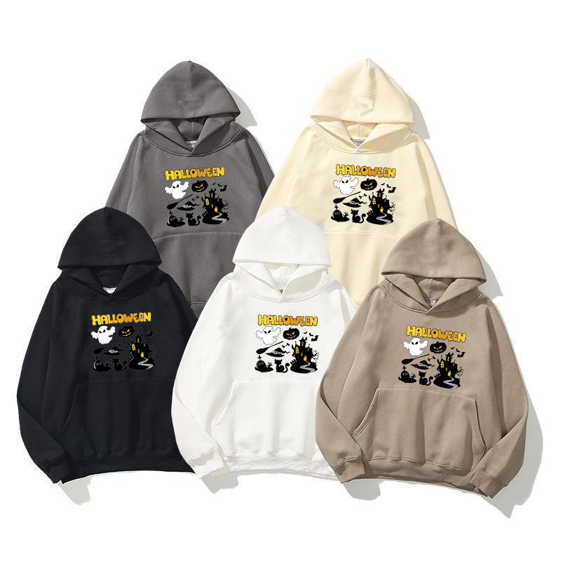 

Осень Новые Хэллоуин Pattern Print Hoodies Мужская мода Hooded Pullover M чёрный