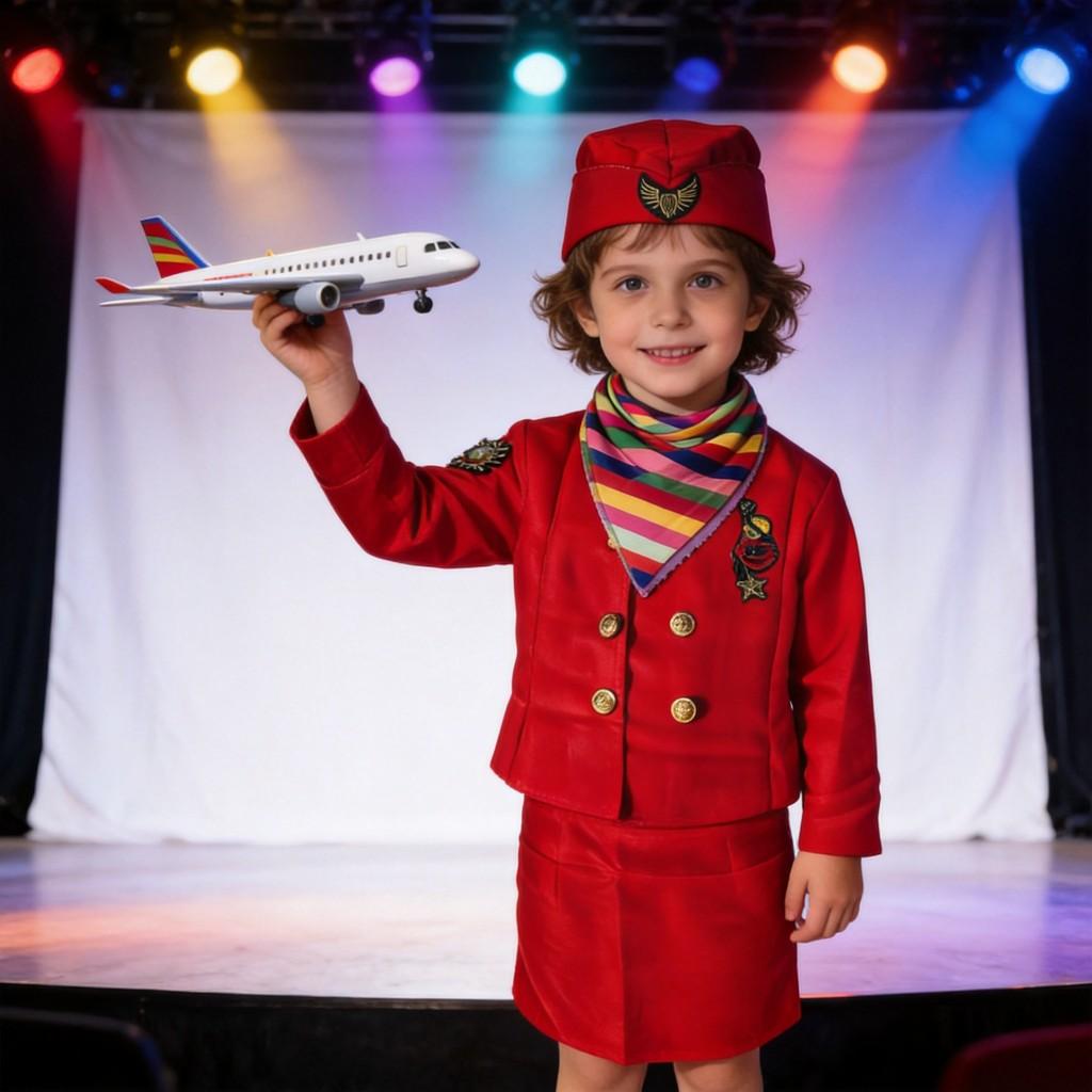 Childrens Halloween Flight Attendant Costume With Uniform Fabric For Kids Stage Play