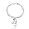 925 Sterling Silver Multi Snake Chain Heart-shaped Pendant Bracelet Wedding Fashion