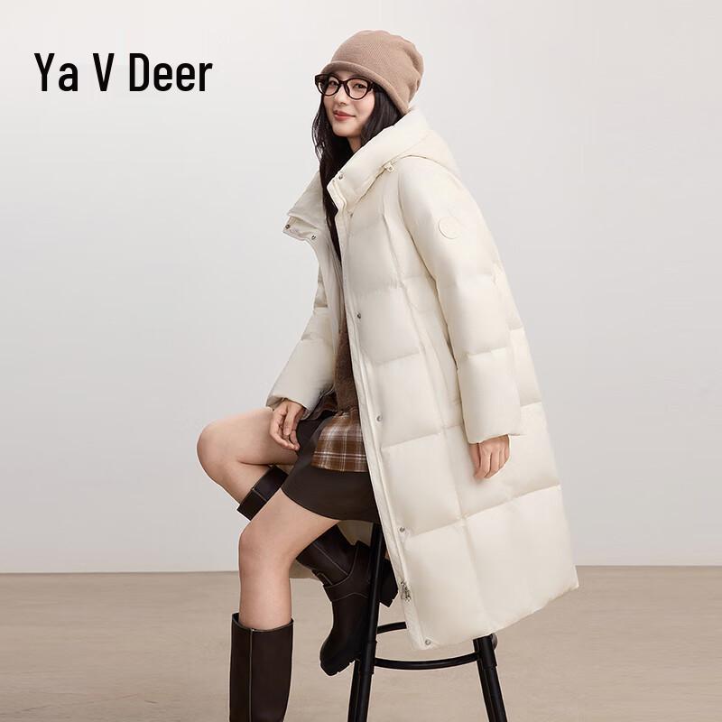 Yalu Damen Kapuzen-Langmantel Winter Daunenmantel Überknie