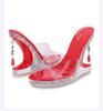 Summer Bridal Red Wedges Crystal Slippers Transparent 12cm High Heels Sandals Shoes Woman Sandalias Catwalk Shows Diamond Pumps