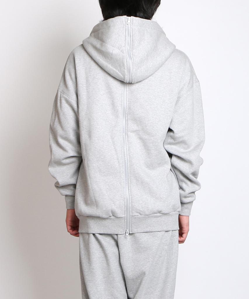 Zblack Plain Fleece-Lined Short Zip-Up Hoodie (Melange Grey)