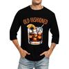 Men's Fashion Casual Seven-Point Sleeve Print Round Neck Top