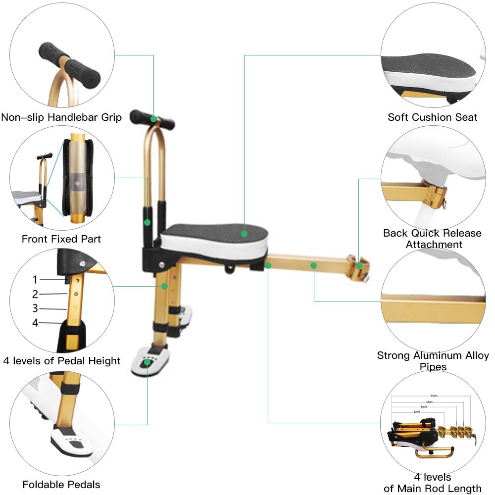 Lixada Mountain Bike Kids Safety Seat Children Cushioned Cycle Seat Front Mounted Child Bicycle Seat