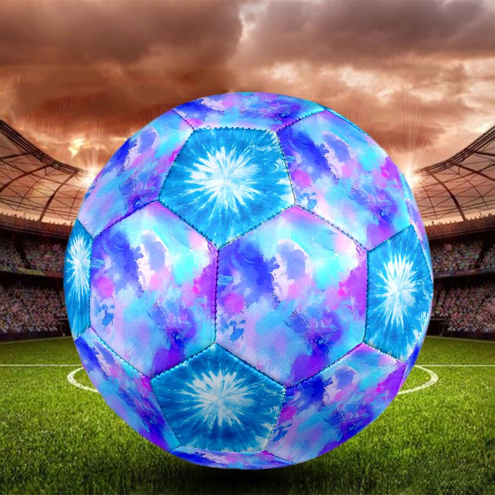 1PC Abstract Watercolor Flow Blue Tiedye Soccer Ball Size 5 Football Machine Sewn Indoor/Outdoor Universal Football Gift W139