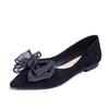Fashion Flat Shoes for Women Spring New Shallow Bow Single Shoe Pointed Suede Flats Shoe Soft Soled Oversized Women's Shoes Ladies Pumps
