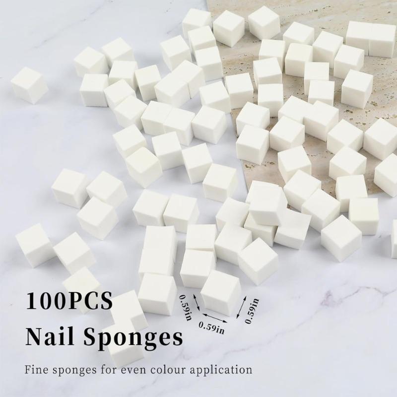 Nail Sponge Metal Grabber with 100 Pcs Mini Replaceable Nail Sponges Blocks for Ombre Nail Art Sponges Nail Art Tools