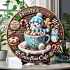 Winter Joy Cafe Metal Wall Art Frosty Snowflake Round Sign Home Decor Gift