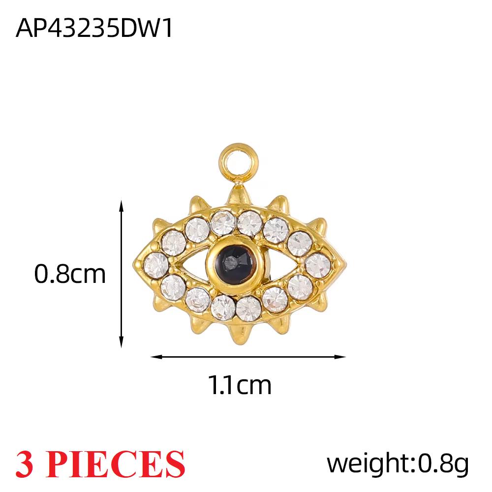 3PCS/LOT CARLIDANA Evil Eye Charms, Gold Plated Stainless Steel Zircon Pendants for DIY Jewelry Making