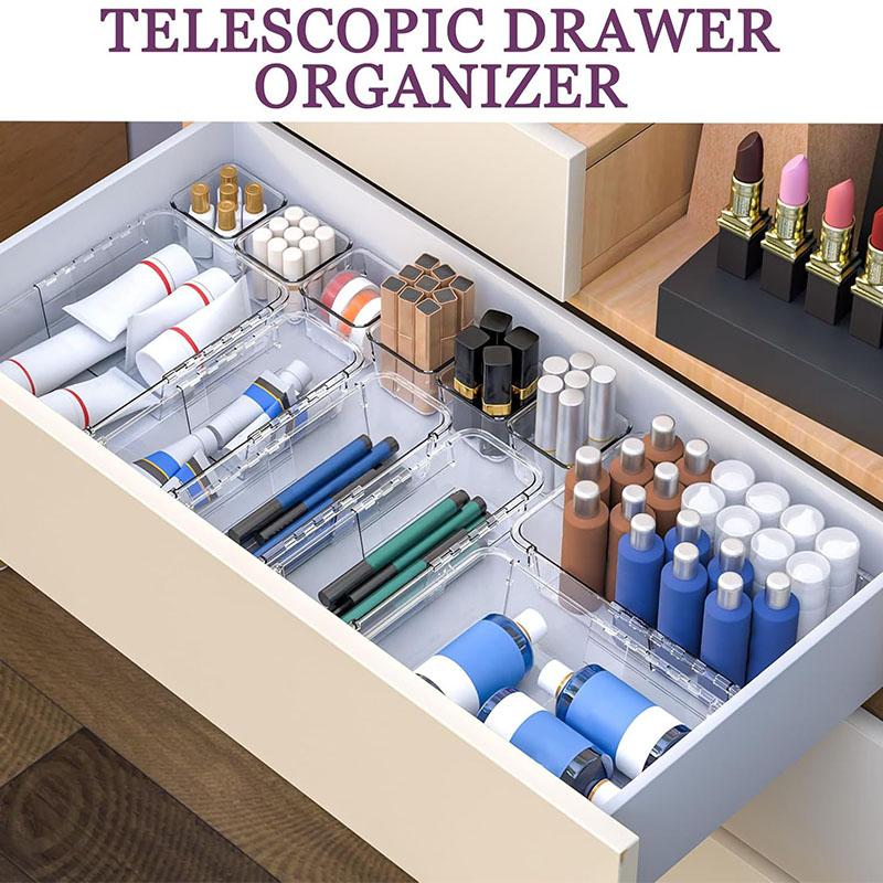 Transparent Drawer Partition Storage Box Freely Extendable and Stackable Storage Box Desktop for Organizing Sundries Storage Compartment Box