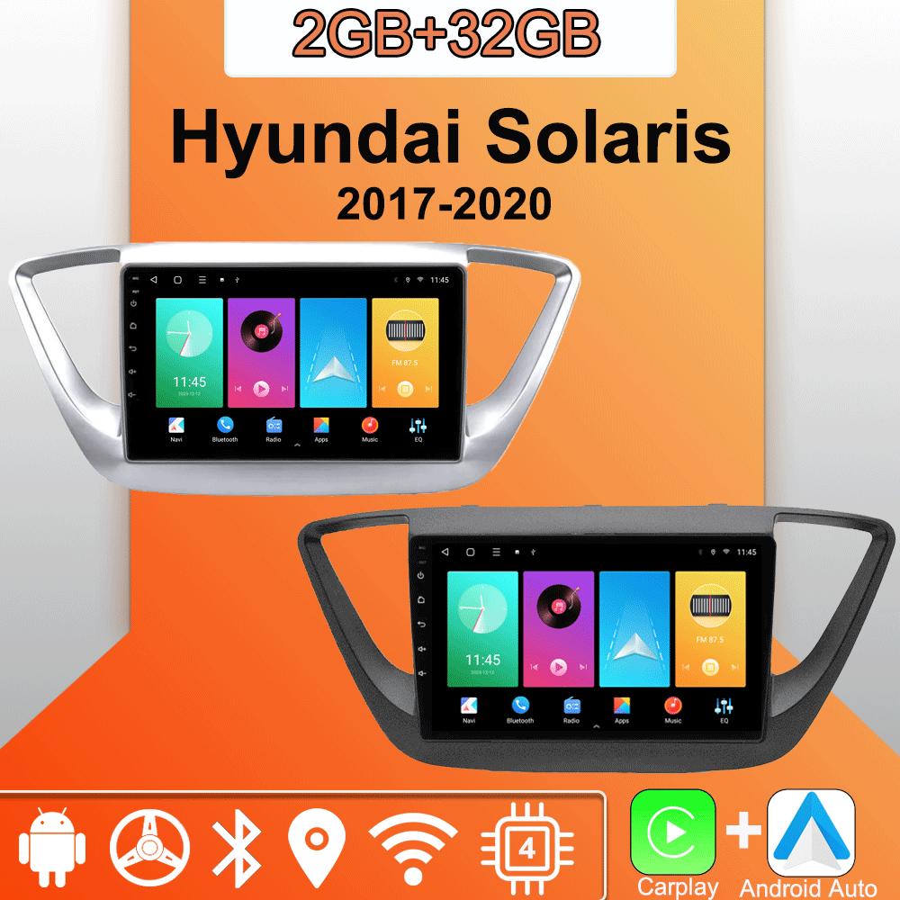

Android Carplay автомобильное радио для Hyundai Solaris 2017-2020 мультимедийный проигрыватель головное устройство стерео GPS навигация BT WIFI 2+32 ГБ 1+16GB серебряный