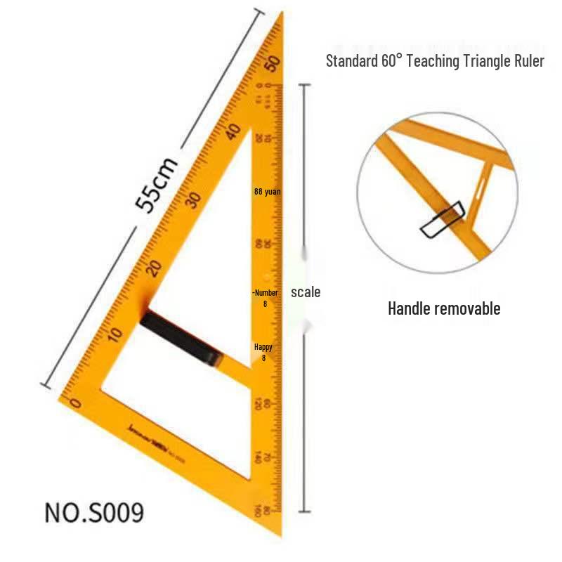 Golden Snub-nosed Monkey Teaching Aid Set: Large Plastic Protractor, Ruler, Compass with Handle