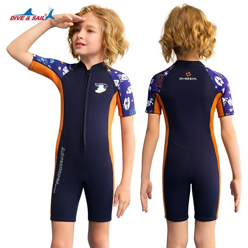 Kids 2.5mm Short Sleeve Wetsuit Snorkeling Swimming Surfing Chloroprene Neoprene Dive Suit Boys