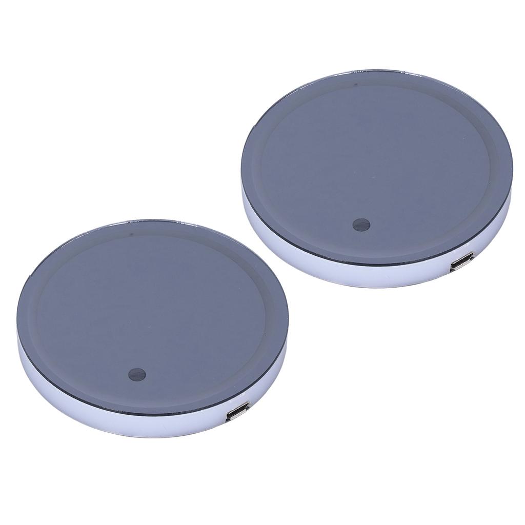2 Stück Auto LED Atmosphärenlicht Getränkehaltermatte 7 Farben 3 Modi USB-Aufladung IP67 Wasserdicht Rutschfest Universal