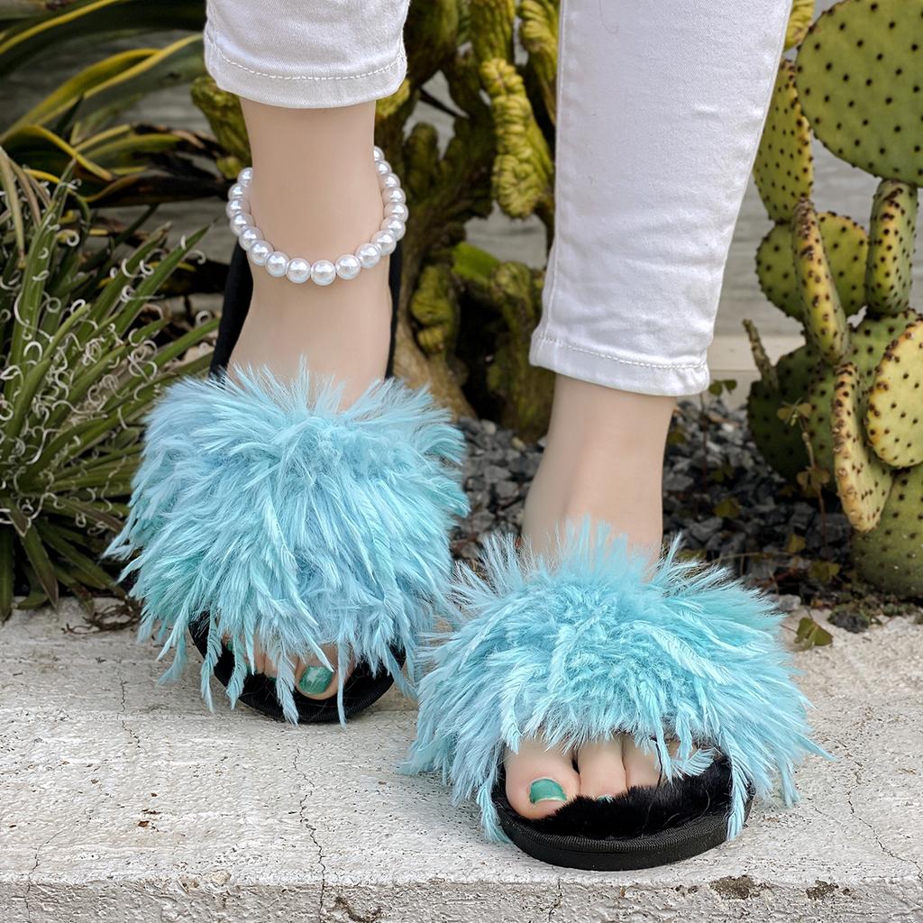 Fashion Women Slippers Warm Slides Casual Flat Low Heels Shoes for Women Solid Fur Short Plush Women Shoes Plus Size