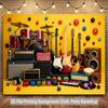 2D Rock Band Setup with Drums, Electric Guitars & Amplifiers Backdrop