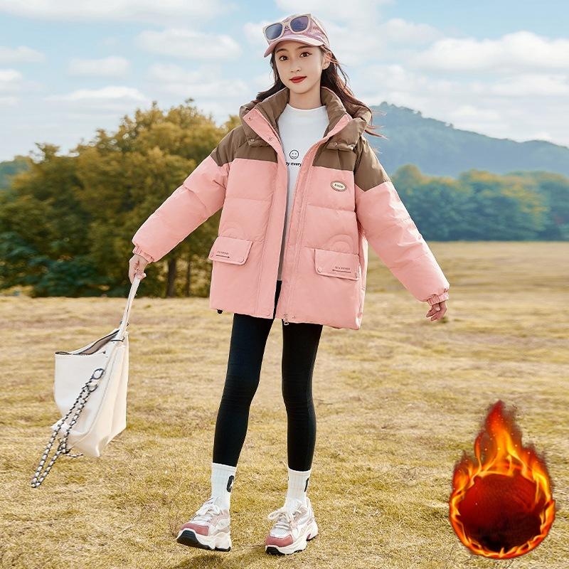 

Модный пуховик для девочек, зимнее детское теплое пальто на белом утином пуху