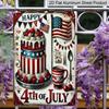 2D Flat 4th of July Aluminium Sign Vintage Independence Day Celebration Metal Sign Print Aesthetic Room Decoration for Home Bedroom Kitchen Bar