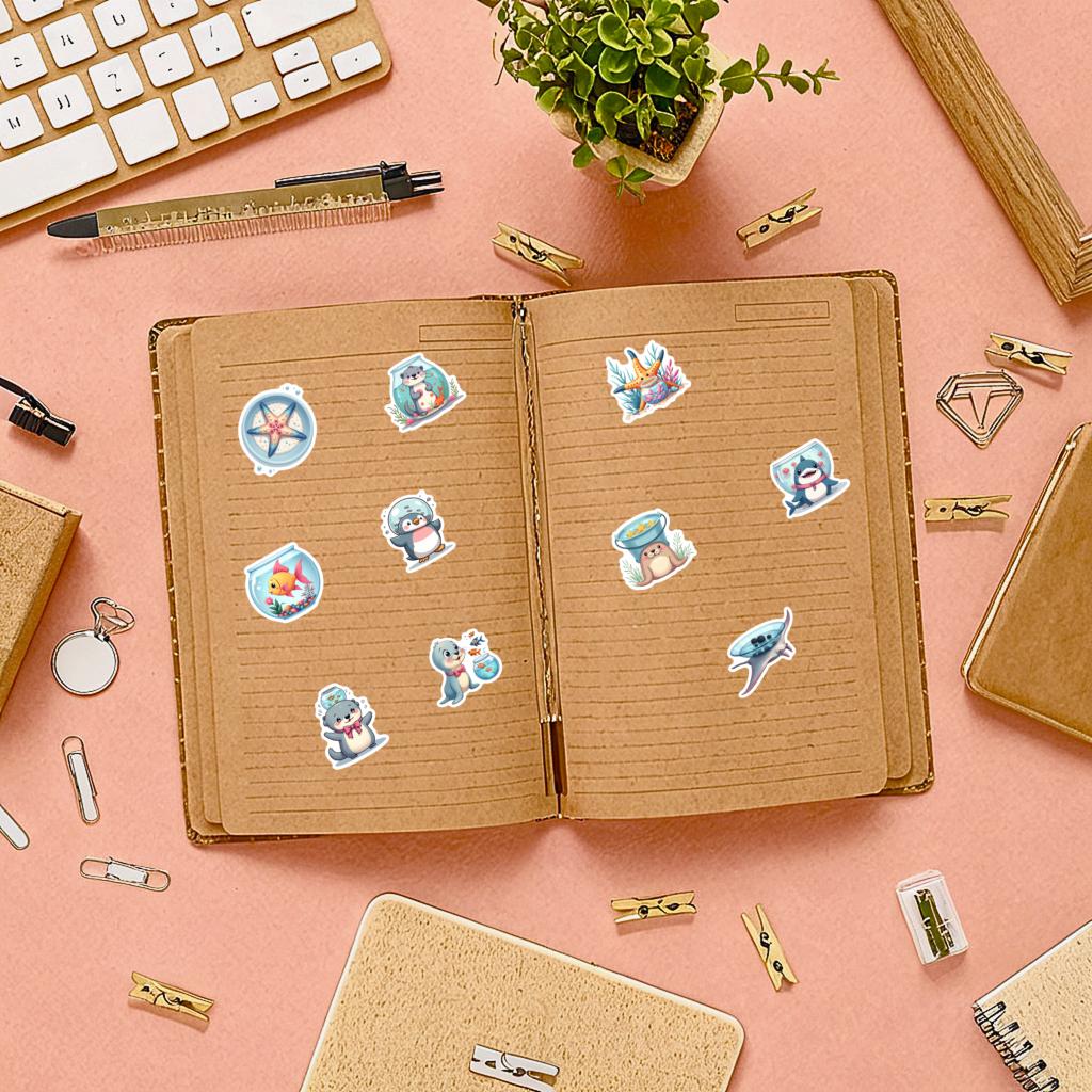 35-150pcs Arctic Marine Animal Stickers Waterproof Diy Surfboard Skateboard Phone Cup Teacher Reward Stickers Supplies