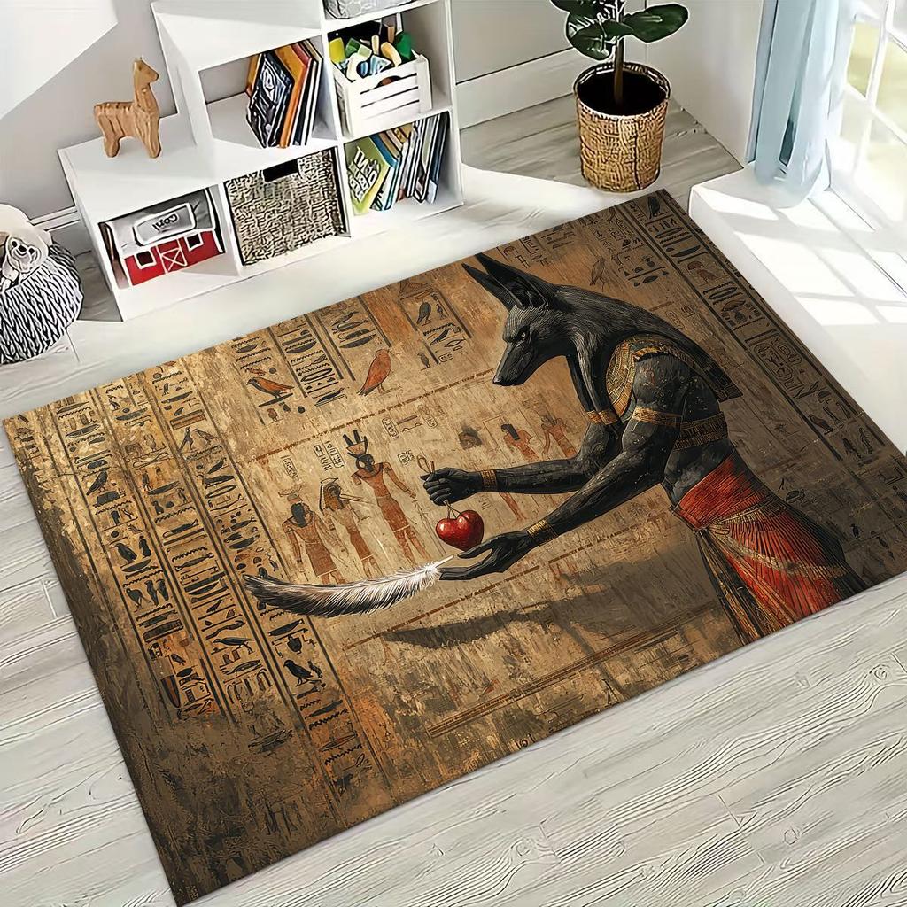Ancient Egyptian God Dead Anubis Pharaoh Tutankhamun Mask Rug for Bedroom Living Room Sofa Home Doormat Decor,Non-slip Floor Mat