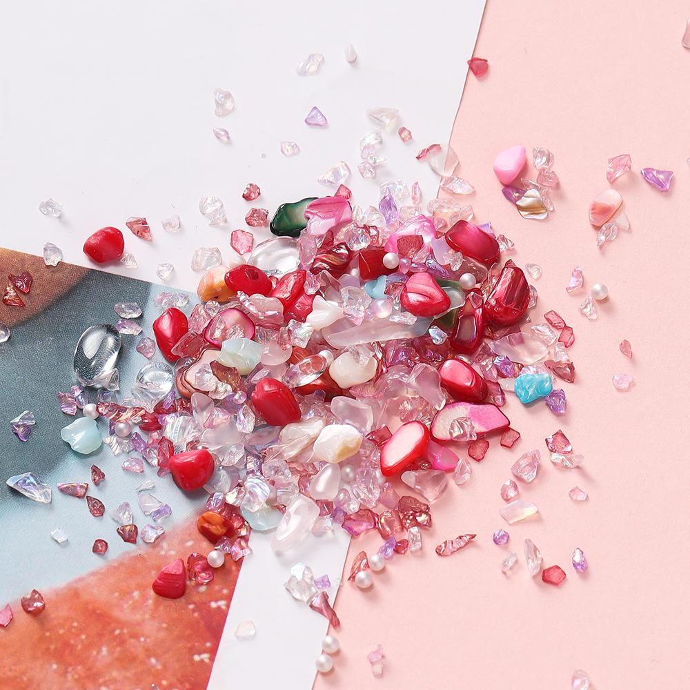 60g/Box Mixed Colorful Glass Crystal Crushed Stone Beads for DIY Resin Fillers Material Jewelry Making Accessories Nail Crafts
