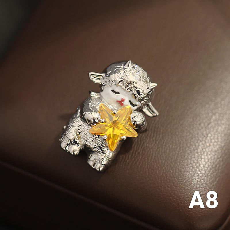 Shiny Sheep Goat Animal Brooch Rhinestone Pearl Decor Lapel Pin Elegant Women Jewelry for Coat Dress Bag Daily Decoration