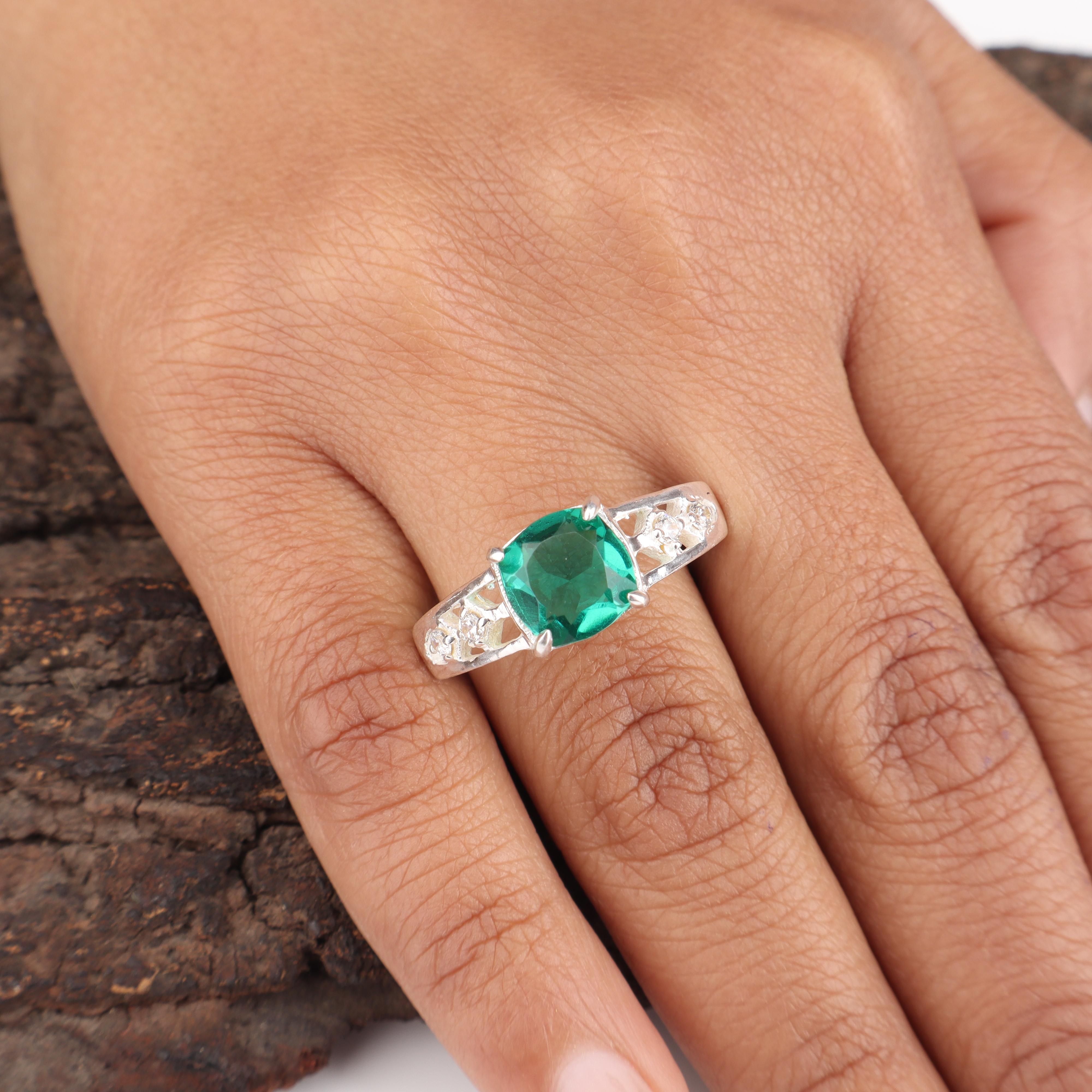 

Chrome Diopside Gemstone 925 Sterling Silver Women Jewelry Designer Zircon Ring For Anniversary Gift CZR-15-3 13