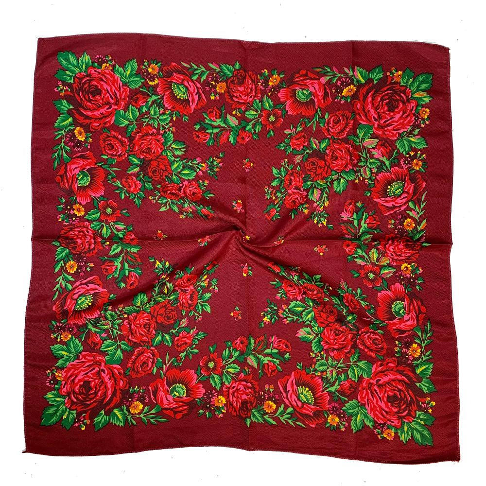 New Babushka Boho Square Bandana Women Head Wraps 70x70cm Muslim Shawl Floral Printed Russian Scarf