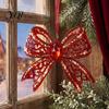 Reusable Acrylic Bows Faux Crystal Bow Christmas Ornament, Sparkly Hollow Decorative for Garlands Knot Hanging Decoration Home New Year Party