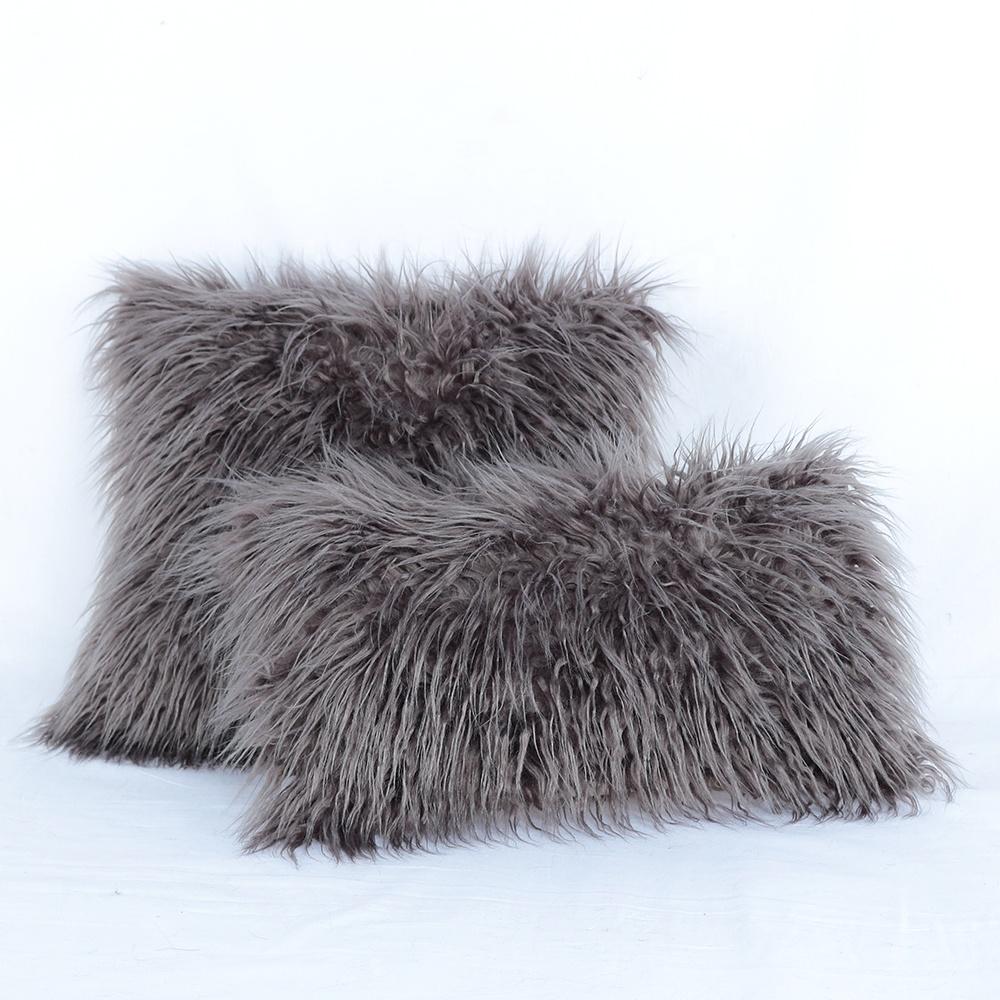 12 X 20 Inch 30 X 50 Cm Decorative New Luxury Series Style Grey Faux Fur Throw Pillow Case Cushion Cover for Sofa Bedroom Car