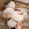 Fashion Fashion Striped Fluffy House Slippers for Women 2025 Winter Warm Plush Cotton Shoes Woman Comfort Non Slip Fur Platform Slippers