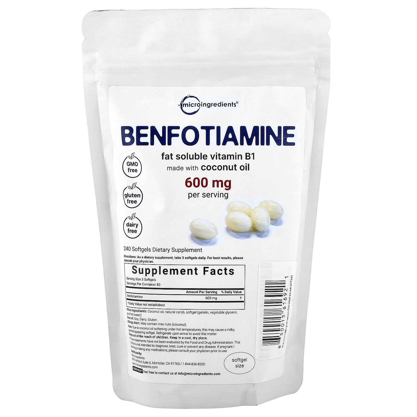 

Benfotiamine, 240 Softgels (200Mg per softgel)