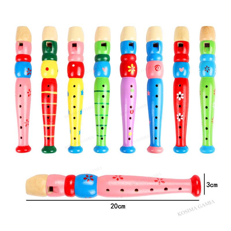 Kids Wooden Flute Toy 6 Holes Recorder Musical Instrument for Early Music Education Development Gift for Boys Girls