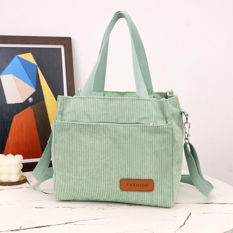 

Новая модная вельветовая сумка-тоут, нишевая сумка через плечо большой вместимости, сумка для мамы для выхода, сумка-мессенджер для бенто, портативная зелёный