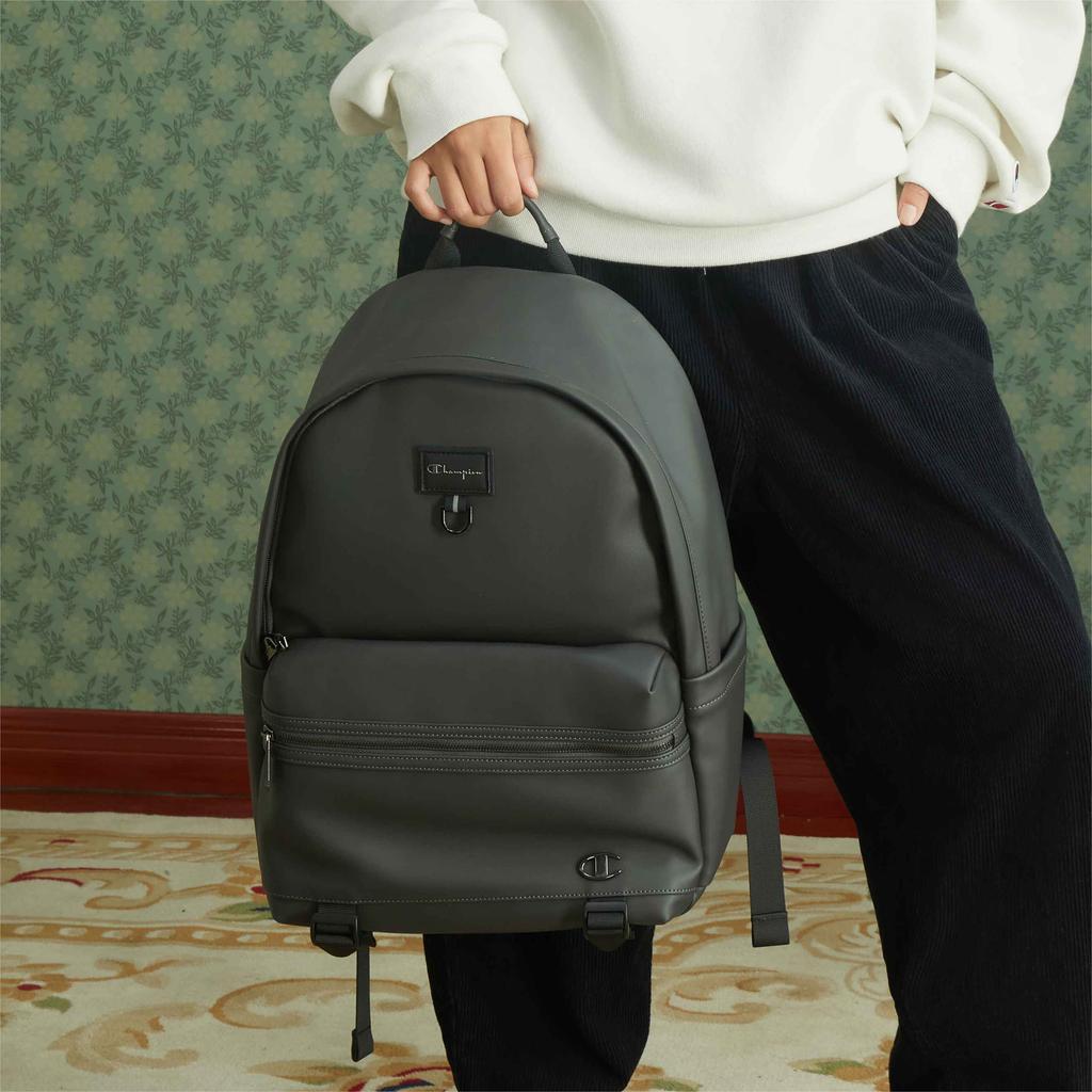 Champion Champ Tracer Backpack 2 Script Logo Leather Label Metal Buckle Fashionable Versatile Trendy Fabric Synthetic Leather Backpack U4AACPU05