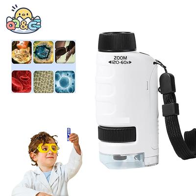 Dětský vědecký experiment Kapesní mikroskop Hračka Sada 60-120x Vzdělávací mini ruční mikroskop se světlem Dětský STEM 