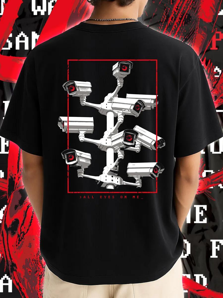 

Video camera control print on back T-shirt XL