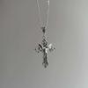 Baroque Bat Pendant Necklace, Gothic Cross Pendant, Vintage Bohemian Necklace, 80s Style Jewelry
