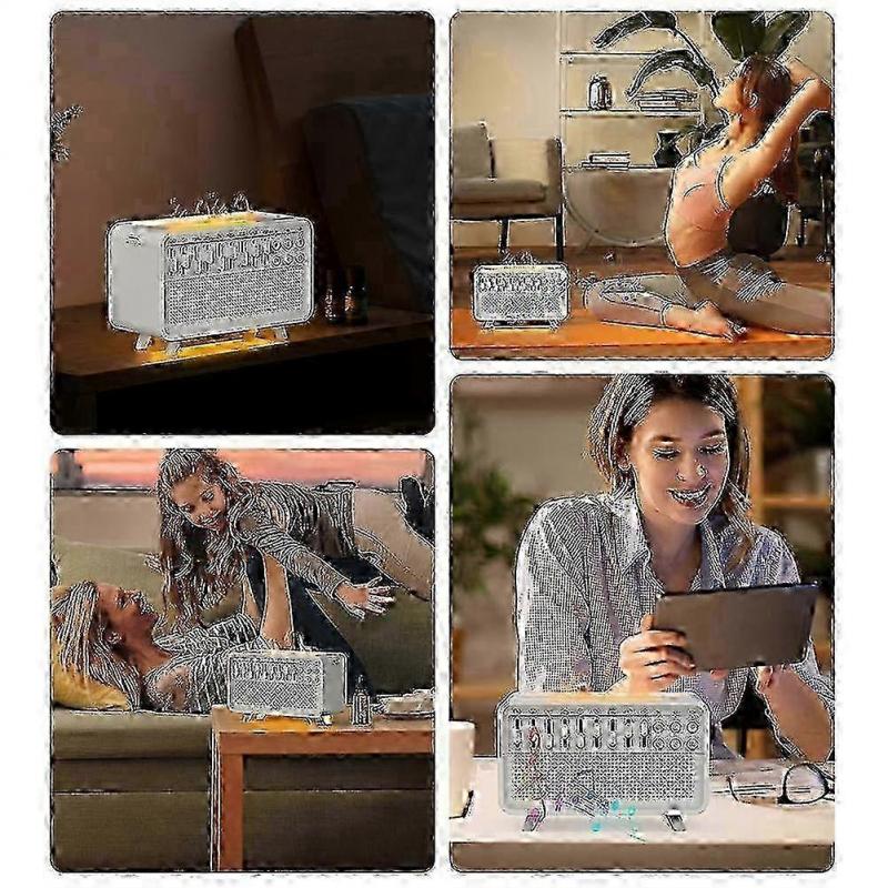 Smart White Noise Machine with Bluetooth & Night Light, Echo Flame Aroma Diffuser Sleep Aid Sound New