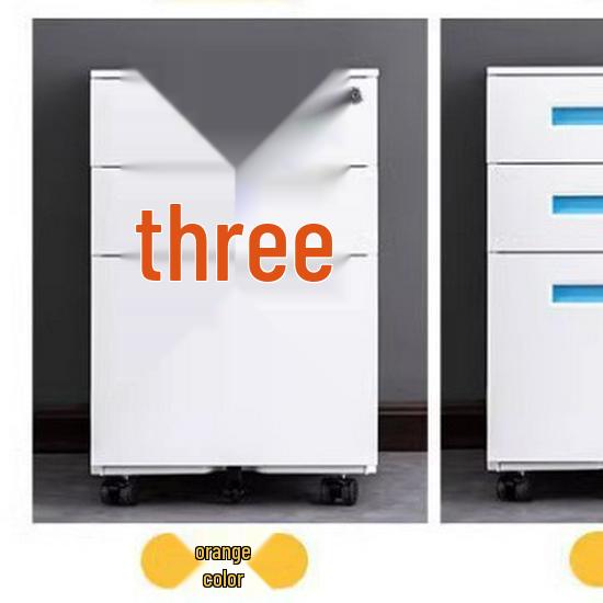 Steel Mobile Office Desk Cabinet with Three Drawers and Wheels